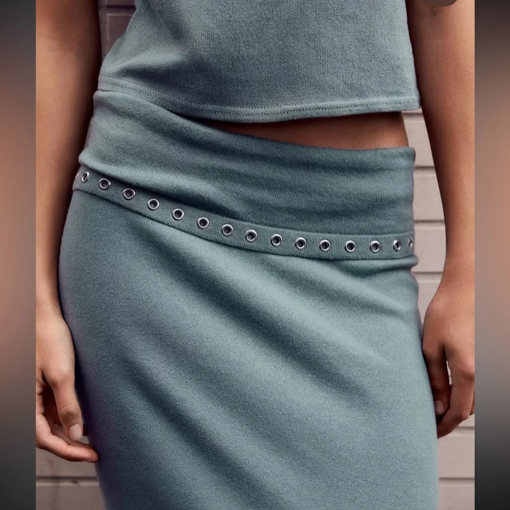 ZARA EYELET MIDI SKIRT - Picture 2 of 12